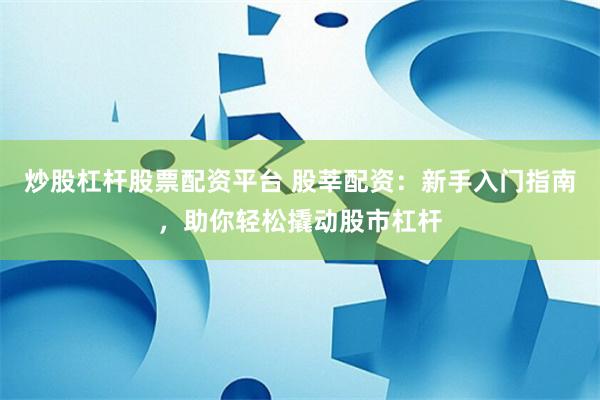 炒股杠杆股票配资平台 股莘配资：新手入门指南，助你轻松撬动股市杠杆